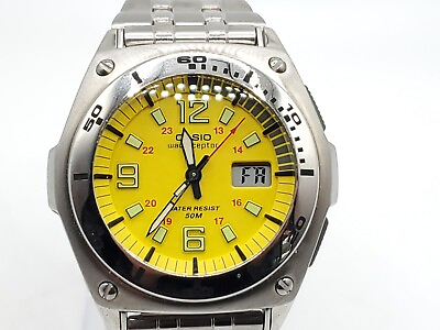 #ad Casio Wave Ceptor 4303 WVQ 200HA Men’s Watch New Battery Yellow Dial 42mm $59.99