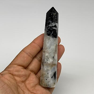 #ad 90g 4.4quot;x0.9quot; Rainbow Moonstone Tower Obelisk Point Crystal @India B29248 $8.10
