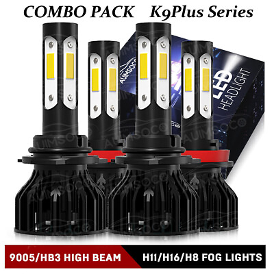 #ad 4x Kit conversión bombillas faros LED 9005 H11 Luz alta y baja 6000K Super White $35.99