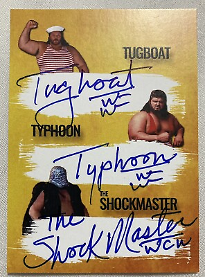 Tugboat Typhoon Shockmaster triple auto card wwe wcw signed $25.00