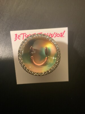 #ad Betsey Johnson Smiley Face Ring Sz 6 Rare R1 $125.00