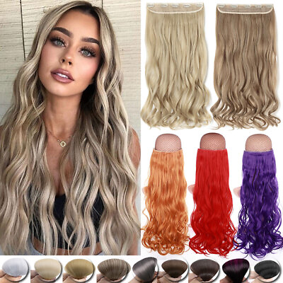 #ad Real Natural One Piece Long Curly Clip In As Human Hair Extensions 3 4 Full Head $16.20