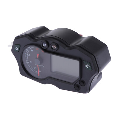 #ad 1x Motorcycle Universal LCD Digital Speedometer Odometer Gauge DC12V Tachometer $52.19