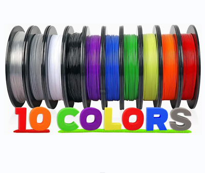 #ad 10KG 3D Printer Filament PLA Bundle 1.75mm 10 Packs 1KG Roll Multipack Ten Color $108.09