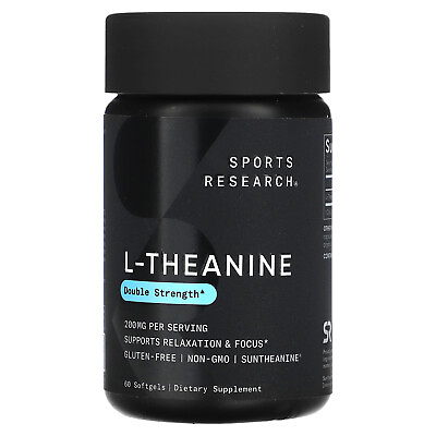 #ad Sports Research L theanine 200 mg 60 Softgels Dairy Free Egg Free Fish Free $21.95