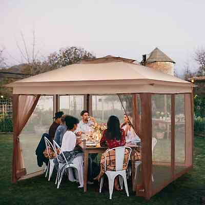 #ad 11#x27;x11#x27; Pop Up Outdoor Portable Instant Gazebo Canopy Tent with Mosquito Netting $169.99