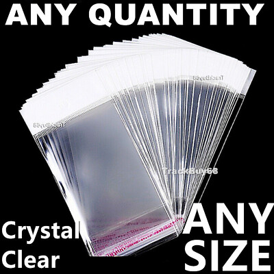 #ad 100 Clear Reclosable Hang Hole Bags Lip Tape Seal Plastic Cello Small Resealable $51.94