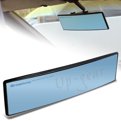 #ad Universal Broadway 270MM Wide Convex Interior Clip On Rear View Blue Tint Mirror $11.60