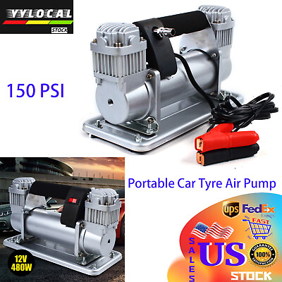 #ad Portable Heavy Duty Car Tyre Air Pump Air Compressor Tire Inflator 12V 150 PSI $97.85