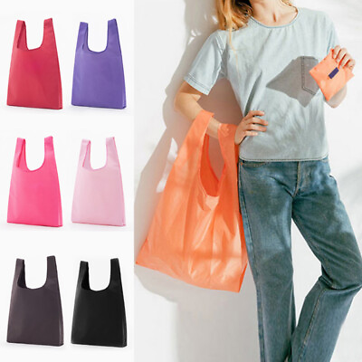 #ad Reusable Foldable Lady Shopping Bag Tote Handbag Fold Away Grocery Bag Supply AU $3.39