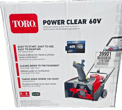 #ad NIB*Toro 39901 60V Cordless Electric Snow Blower c w 6.0AH Battery and Charger $499.00