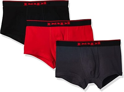 #ad 3 Pack Papi Underwear Men#x27;s Papi Cotton Stretch Brazilian Trunk Red Black Gray $19.99