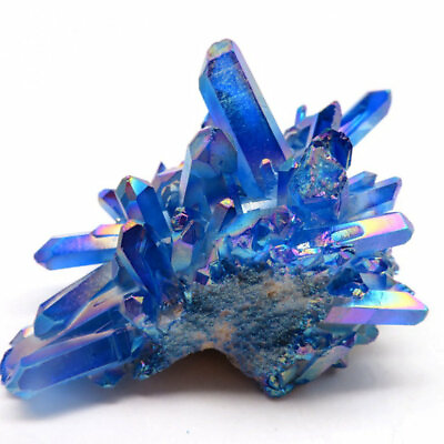 #ad #ad Natural Aura Blue Titanium Cluster Quartz Gemstone Healing Crystal VUG Specimen $11.45