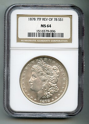 #ad 1878 7 TF Tail Feathers Reverse of 1878 Morgan Silver Dollar NGC MS 64 $384.00