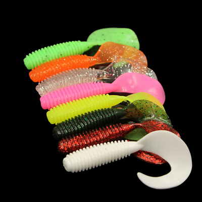 #ad 50Pcs Jig Wobblers Worm Soft Fishing Lures Silicone Bait For Carp Bass Pike $13.49