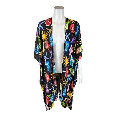 #ad Attitudes by Renee Regular Printed Open Front Cardigan Rainbow Sands Large Size $37.50