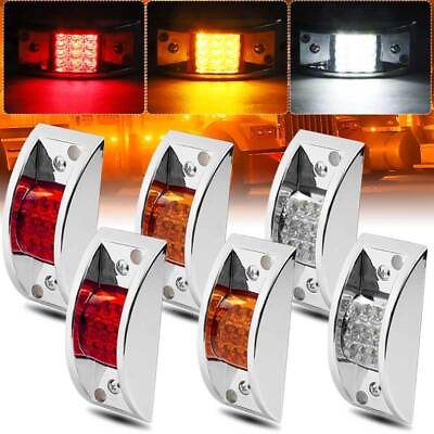 #ad Amber Red White 12 LED Sealed Chrome Side Marker Truck Trailer Clearance Lights $12.89