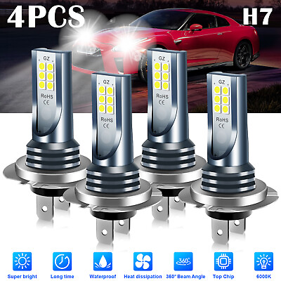 #ad 4x Headlight Bulb Kit H7 LED High Low Beam 110W 30000LM Super Bright 6000K White $12.99