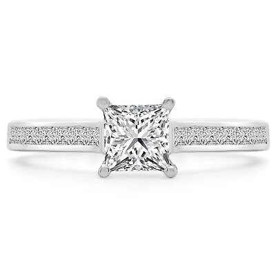 #ad 1.41 CT Princess VS1 J Diamond Pave Engagement Ring 14K White Gold $4949.00
