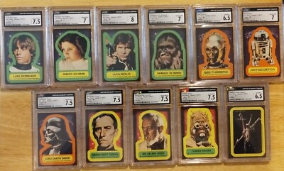 #ad 1977 Topps Star Wars Series 1 STICKER Set 11 stickers CGC Graded LOT Skywalker $599.09