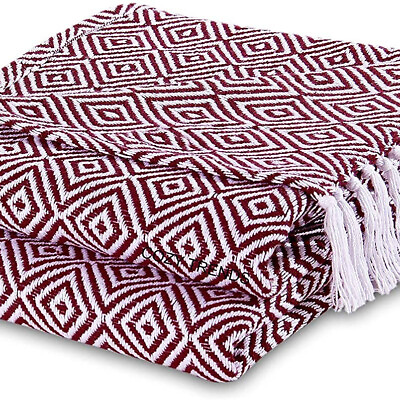 #ad Hand Woven 100% Cotton Decorative Throw Blanket All Season Diamond 50#x27;#x27;x60#x27;#x27; $41.38