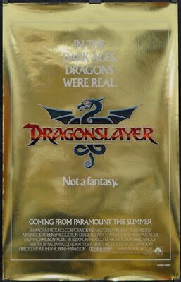 #ad Dragonslayer 1981 ORIG 26X41 GOLD FOIL STYLE MOVIE POSTER DISNEY PETER MacNICOLE $300.00
