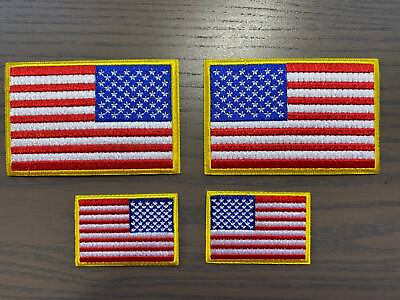 #ad 4 American Flag Patch iron on Set of 4 Regular and Reversed Patches Size $9.99
