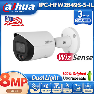 #ad US Stock Dahua 8MP Camera Full color MIC SMD IR PoE Dual Light IPC HFW2849S S IL $116.85