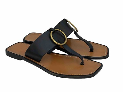 #ad Frame Le Brentwood Black Leather Flip Flop Thong Sandals Size 38.5 8 US $35.00
