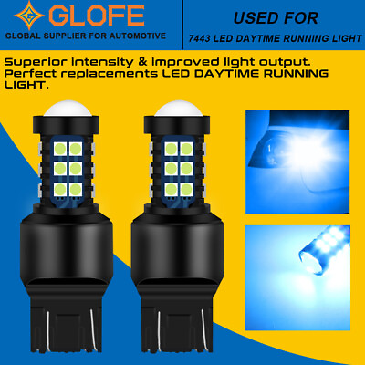 #ad 2X GLOFE 7443 7440 T20 LED DRL Daytime Running Light Bulb 8000K Ice Blue Pair US $15.98