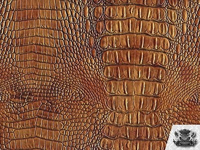 #ad Vinyl Crocodile Crock BRONZIE Fake Leather Upholstery Fabric Sold BY THE YARDS $18.99