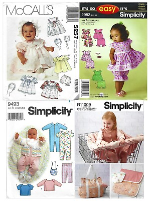#ad LOT of 4 UNCUT McCalls amp; Simplicity Baby Clothes amp;Accessories Patterns NB 18Mos $9.99