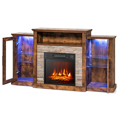 #ad Fireplace TV Stand with Led Lights amp; 18quot; Electric Fireplace for Tvs up to 65quot; $349.99
