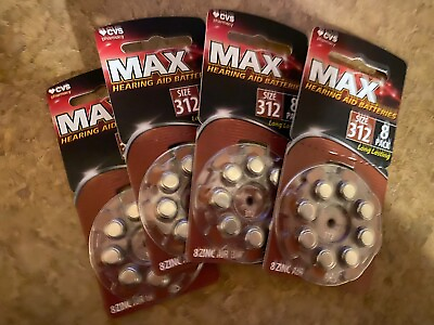 #ad 32 MAX Hearing Aid Size 312 Long Lasting Batteries 4 Packs Of 8 Each Exp 06 26 $12.99