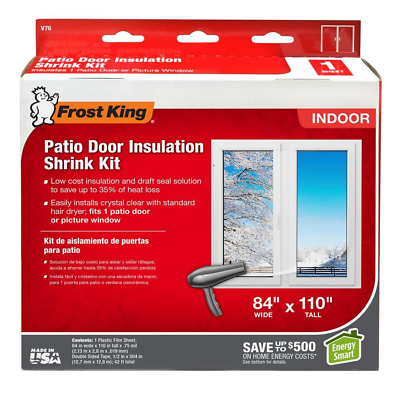 #ad NEW Clear Plastic Patio Indoor Shrink Window Kit 84 In. X 110 In. Patio Doors $10.50