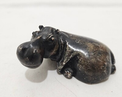 #ad Genuine Polished Resting Hippo Stone Hand Carving Sculpture Deco Figurine 3.25 $19.88