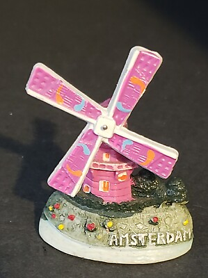 #ad Amsterdam Souvenir Refrigerator Magnet Windmill Turning Blades $4.54