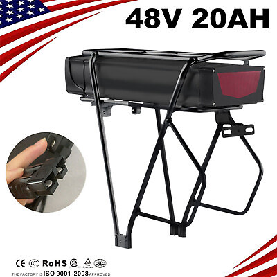 #ad 48V 20Ah Rear Rack Lithium ion Ebike Battery with Rack Charger for 1500W Motor $249.99