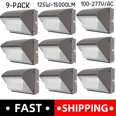 #ad 125Watt 110 277V LED Wall Pack Light with Photocell Dusk to Dawn 5000k 9PACK $673.00