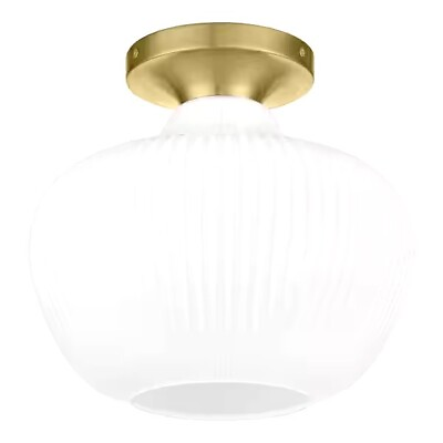 #ad Home Decorators Pompton 12 in. 1 Light Gold Semi Flush Mount Ceiling Light $34.95