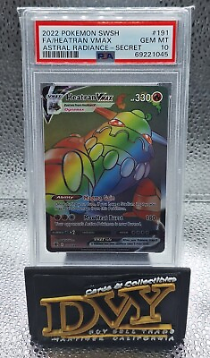 #ad PSA 10 Pokemon Heatran VMAX Rainbow Secret Rare Holo 191 189 Astral Radiance $60.00