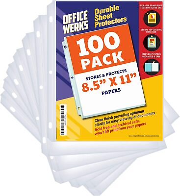 #ad 100 Clear Sheet Protectors 8.5quot; x 11quot; Clear Page Protectors for 3 Ring Binder $8.99