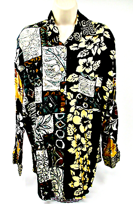#ad Vintage SURYA Shirt Women#x27;s M L Top Artsy Tropical Theme Beads Sequins L S $16.99