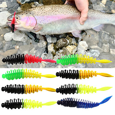 #ad 8pcs set 5.5cm 1.3g Fishing Bite Vivid Fish Attraction Soft Worm Lure Trout $9.11