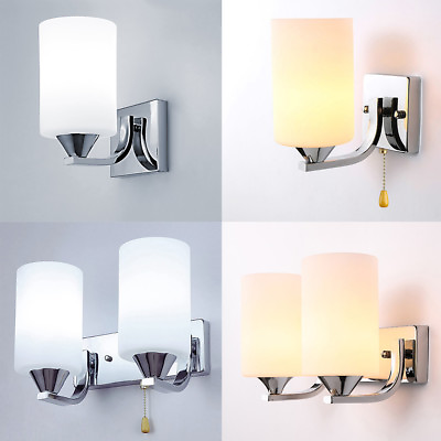 #ad Modern Cylinder Glass Wall Light Sconce Lighting Lamp Fixture Bedroom Home Decor $18.98