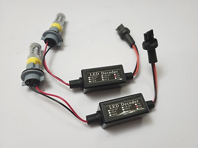 #ad 2X W21W 7440 Led Decoder Can Bus Hyper Flash Error Fix 2X Amber LED Bulbs $21.25