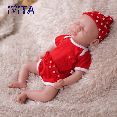 #ad IVITA 15#x27;#x27; Eyes Closed Full Silicone Reborn Baby Girl Vivid Silicone Infant Doll $69.30
