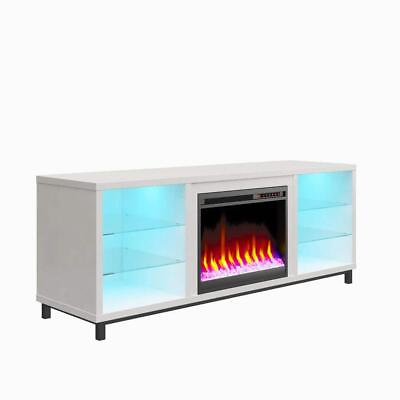 #ad Ameriwood Home TV Stand 64.75quot; Freestanding Electric Fireplace White Plaster $390.16