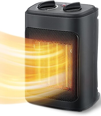 Pelonis Space Heater With Thermostat Electric Ceramic 1500 Watt 9 Inch Black NEW $19.99