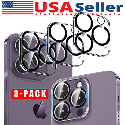 #ad 3 Pack For iPhone 14 13 12 11 Pro Max Tempered Glass Camera Lens Cover Protector $3.39